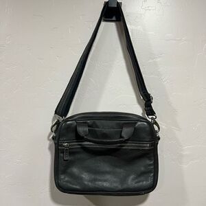 Levenger Brown Full Grain Leather Shoulder Business Bag